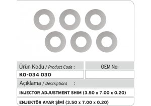 Enjektör Ayar Şimi (3.50X7.00X0.20 mm)