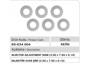 Enjektör Ayar Şimi (3.50X7.50x0.10 mm)