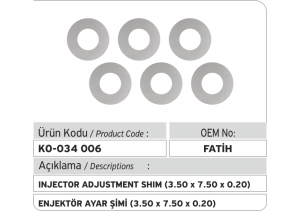 Enjektör Ayar Şimi (3.50X7.50x0.20 mm)