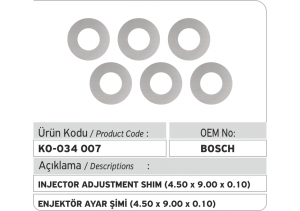 Enjektör Ayar Şimi (4.50X9.00x0.10 mm)