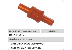 10 MM Çek Valf (Aluminyum)