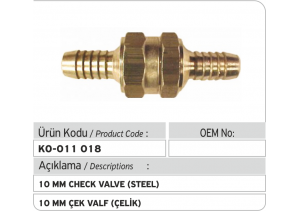 10 MM Çek Valf (Çelik)