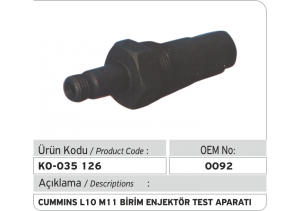 Cummins L10 M11 Injector Test Adaptor