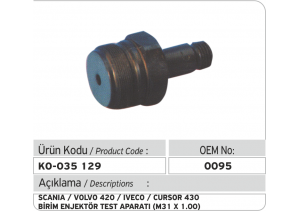 Bosch Iveco Cursor 430 - Scania  Volvo 420 Injector Test Adaptor