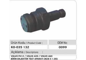 Volvo FH 12 - Volvo 420 - Volvo 460 Unit Injector Test Adaptor (M28 X 1.00)