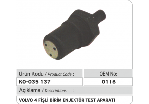 Volvo 4 Fişli Birim Enjektör Test Adaptörü